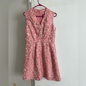 Adriana Papell Pink Floral Tea Length Dress with Pockets!